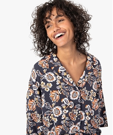 haut de pyjama femme forme chemise a motifs fleuris multicoloreI456601_2