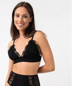 GEMO Soutien-gorge triangle en dentelle avec large bande élastique Noir