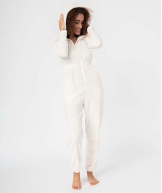 combinaison pyjama femme en maille peluche avec capuche blancI457701_2