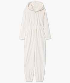 combinaison pyjama femme en maille peluche avec capuche blancI457701_4