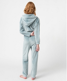 combinaison pyjama femme en velours extensible bleuI457801_3
