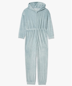 combinaison pyjama femme en velours extensible bleuI457801_4