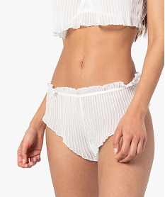 GEMO Culotte femme en voile plissé Blanc