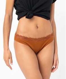 GEMO Culotte en coton stretch avec ceinture dentelle femme (lot de 2) jaune standard