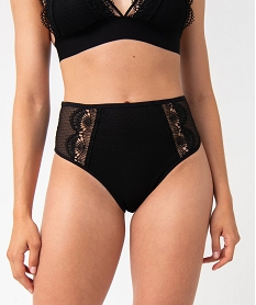 GEMO Culotte femme taille haute en dentelle kaki vif