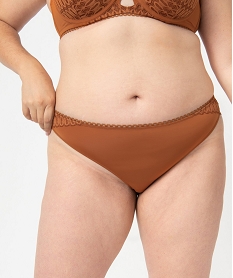 GEMO Culotte femme grande taille en dentelle et microfibre orange chine