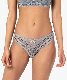 GEMO String en dentelle et tulle femme (lot de 2) Gris