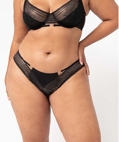 GEMO Shorty femme grande taille en dentelle pailletée et microfibre Multicolore