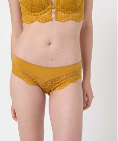 GEMO Shorty femme en microfibre et dentelle Jaune