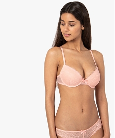 GEMO Soutien-gorge corbeille en dentelle à armatures femme Rose