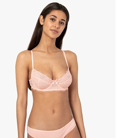 GEMO Soutien-gorge forme corbeille en dentelle femme Rose