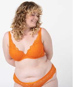 GEMO Soutien-gorge femme grande taille en dentelle et microfibre Orange