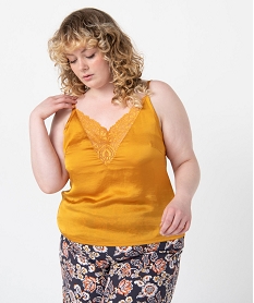 GEMO Débardeur femme grande taille avec empiècement dentelle jaune standard