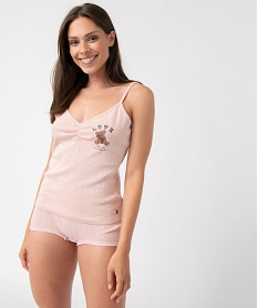 GEMO Haut de pyjama femme forme débardeur en maille pointelle - LuluCastagnette Rose