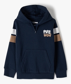 GEMO Sweat garçon à capuche en molleton imprimé noir chine