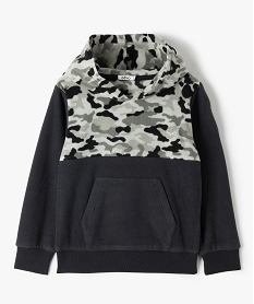 GEMO Sweat garçon à capuche en maille polaire gris standard