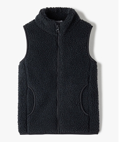 GEMO Sweat garçon zippé sans manches en sherpa gris standard