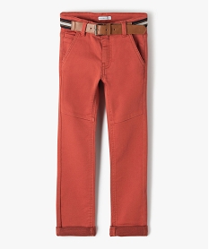 GEMO Pantalon garçon en toile extensible avec ceinture - LuluCastagnette rouge standard