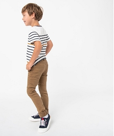 GEMO Pantalon garçon en toile extensible avec ceinture - LuluCastagnette Brun