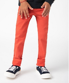 GEMO Pantalon garçon uni coupe Slim extensible orange vif