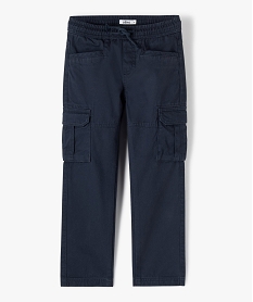 GEMO Pantalon garçon cargo à taille élastiquée noir chine