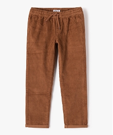 GEMO Pantalon garçon en velours côtelé à taille élastiquée marron standard