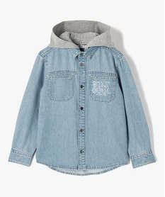 GEMO Chemise en jean garçon avec capuche jersey amovible Bleu