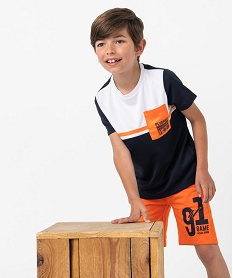 GEMO Bermuda garçon en maille jersey imprimée orange standard