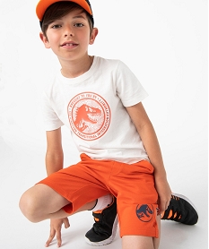 GEMO Bermuda garçon en maille jersey motif dinosaures - Jurassic World Orange