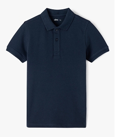 GEMO Polo à manches courtes uni en maille piquée garçon Bleu