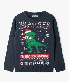 GEMO Pull de Noël garçon motif dinosaure Bleu