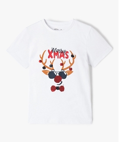 GEMO Tee-shirt garçon spécial Noël avec sequins réversibles blanc vif