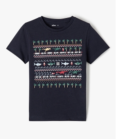 GEMO Tee-shirt de Noël garçon à manches courtes noir chine