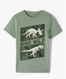 GEMO Tee-shirt garçon à manches courtes et grand imprimé kaki standard