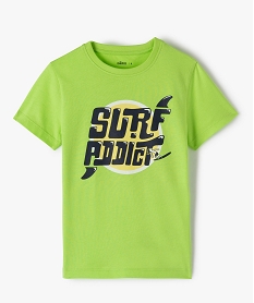 GEMO Tee-shirt garçon à manches courtes et grand imprimé vert standard