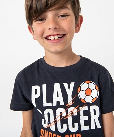 GEMO Tee-shirt garçon à manches courtes imprimé football noir chine