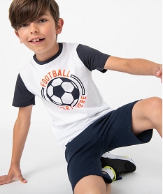 GEMO Tee-shirt garçon à manches courtes imprimé football blanc standard