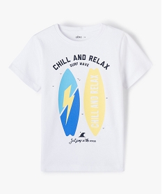 GEMO Tee-shirt garçon à manches courtes à motif estival blanc standard