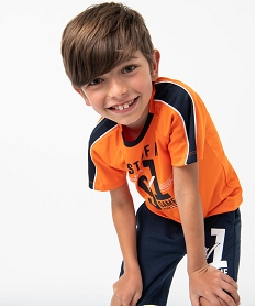 GEMO Tee-shirt garçon à manches courtes en maille légère orange standard