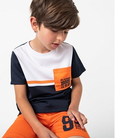 GEMO Tee-shirt garçon à manches courtes en mesh aéré blanc standard