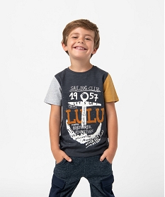 GEMO Tee-shirt garçon à manches courtes et imprimé ancre - LuluCastagnette Bleu