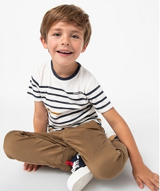 GEMO Tee-shirt garçon rayé à manches courtes - LuluCastagnette Beige