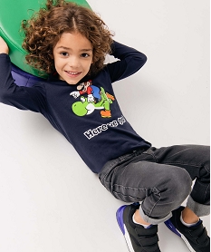 GEMO Tee-shirt garçon à manches longues imprimé - Super Mario Bleu