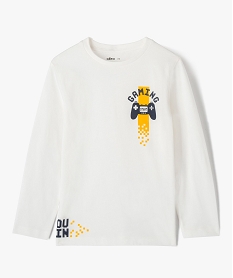 GEMO Tee-shirt garçon à manches longues avec motif blanc chine