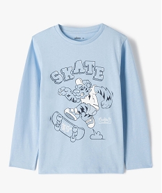 GEMO Tee-shirt garçon à manches longues avec motif Bleu