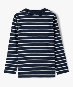 GEMO Tee-shirt garçon rayé à manches longues Bleu