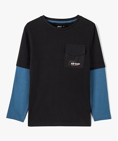 GEMO Tee-shirt garçon effet 2-en-1 noir standard