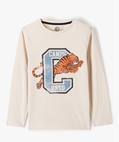 GEMO Tee-shirt garçon à manches longues imprimé patiné - Camps United blanc chine