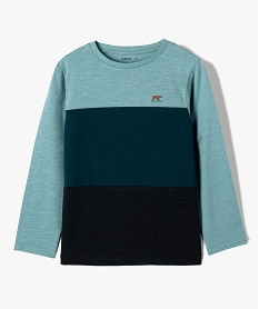 GEMO Tee-shirt garçon tricolore à manches longues Gris