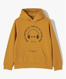 GEMO Sweat garçon à capuche en molleton douillet imprimé jaune standard